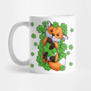 Red Fox Green Shamrocks Mug